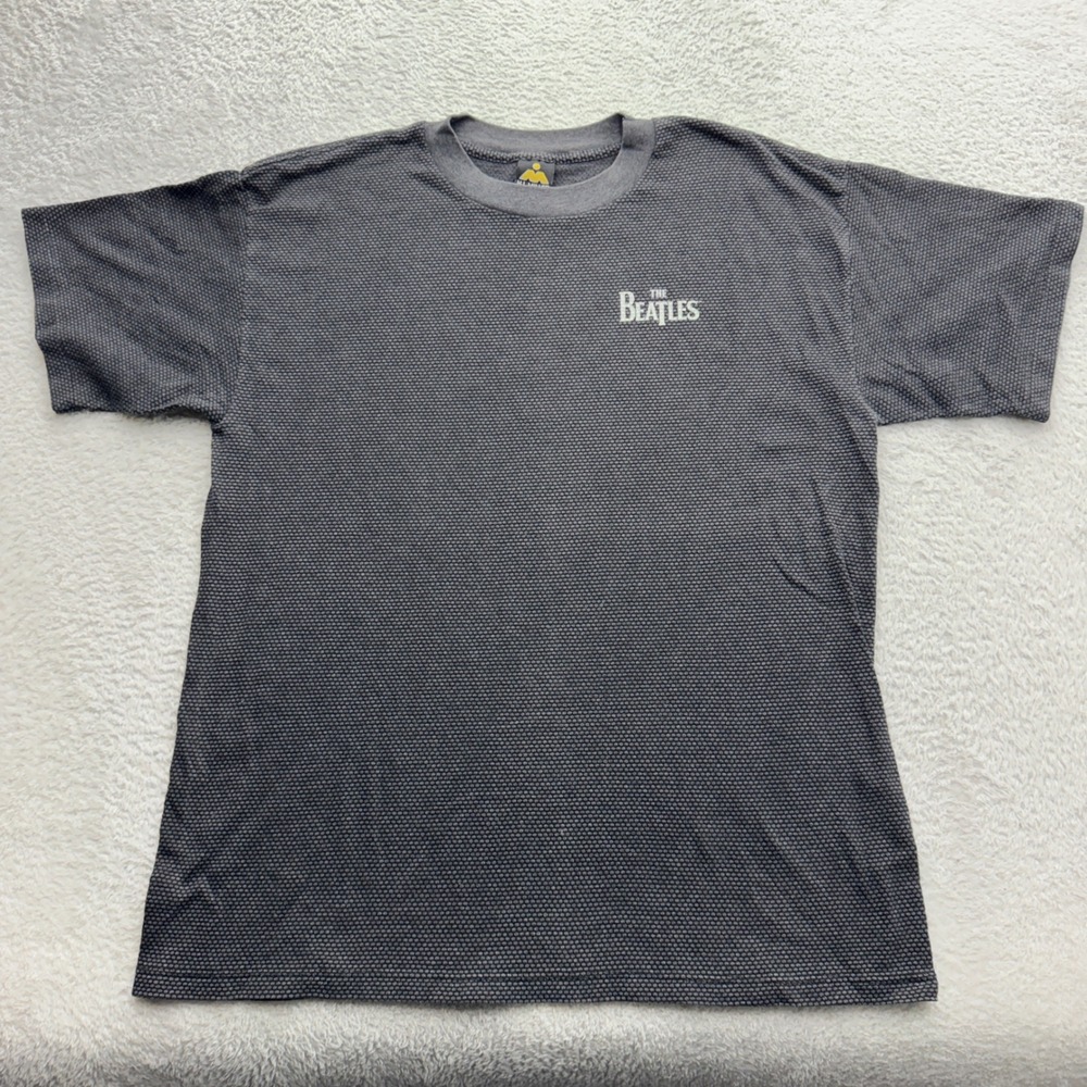 Vintage 1996 The Beatles H.L. Miller Gold Textured Gray T-Shirt Mens Large USA
